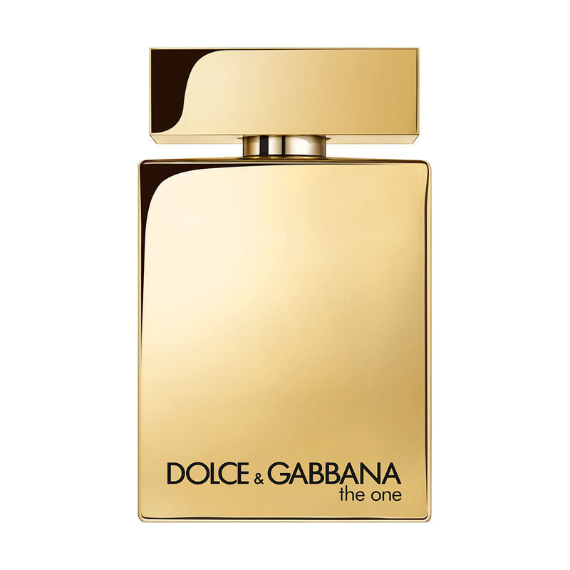 Dolce & Gabbana The One Gold for Men 100ML perfume bottle, elegant gold packaging with the fragrance displayed.