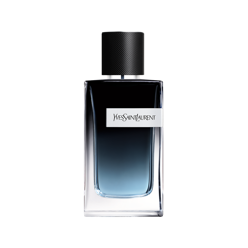 Yves Saint Laurent Y Eau de Parfum 100ml bottle display with sleek design and clear branding on the label.