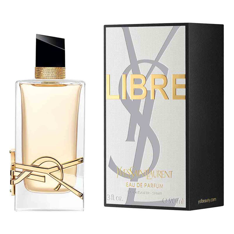 Yves Saint Laurent Libre Eau de Parfum 90ML bottle with sleek black and gold design on a white background