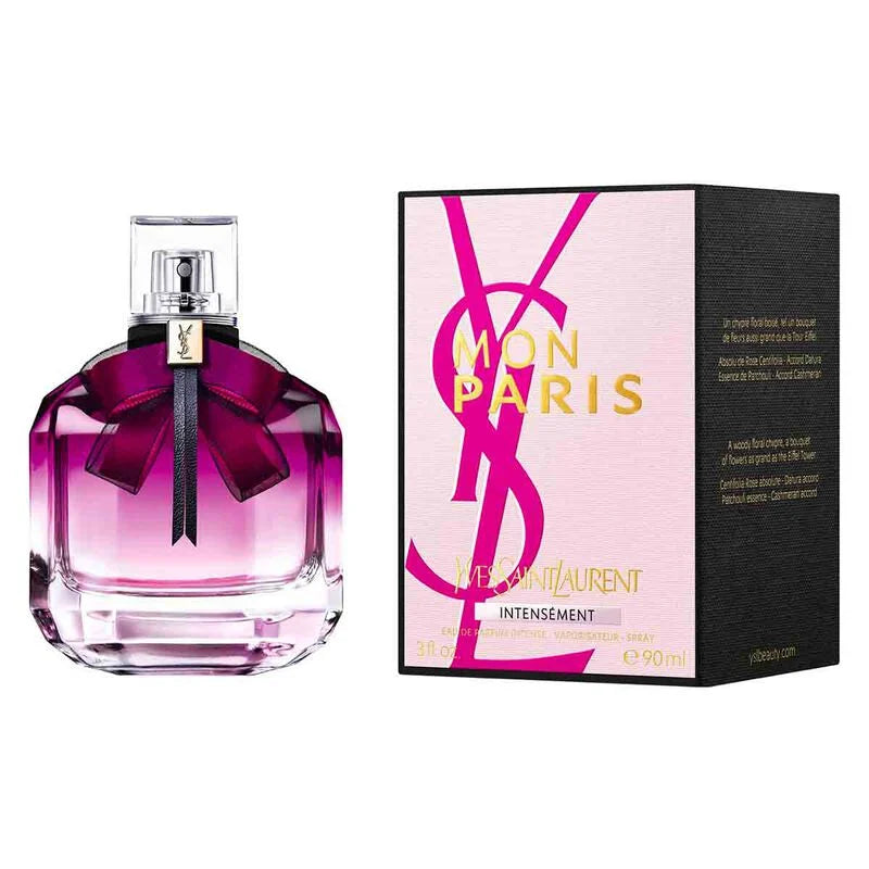 Yves Saint Laurent Mon Paris Intensement perfume bottle, 90ml with elegant design and floral fragrance details.