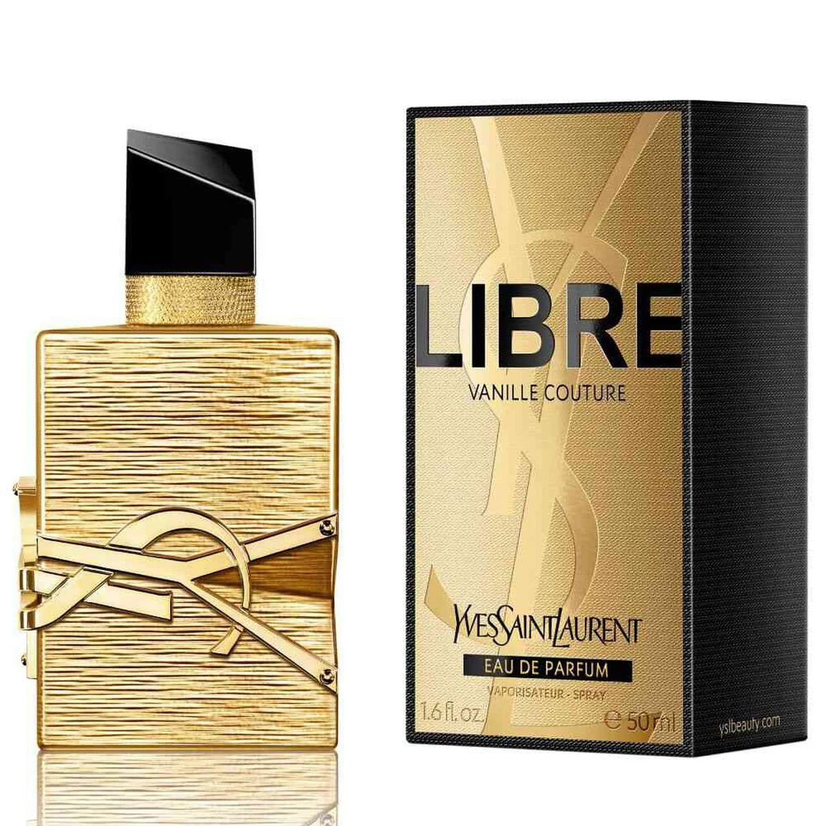 Yves Saint Laurent Libre Vanille Couture perfume bottle with elegant floral and gold accents, 90ml size.