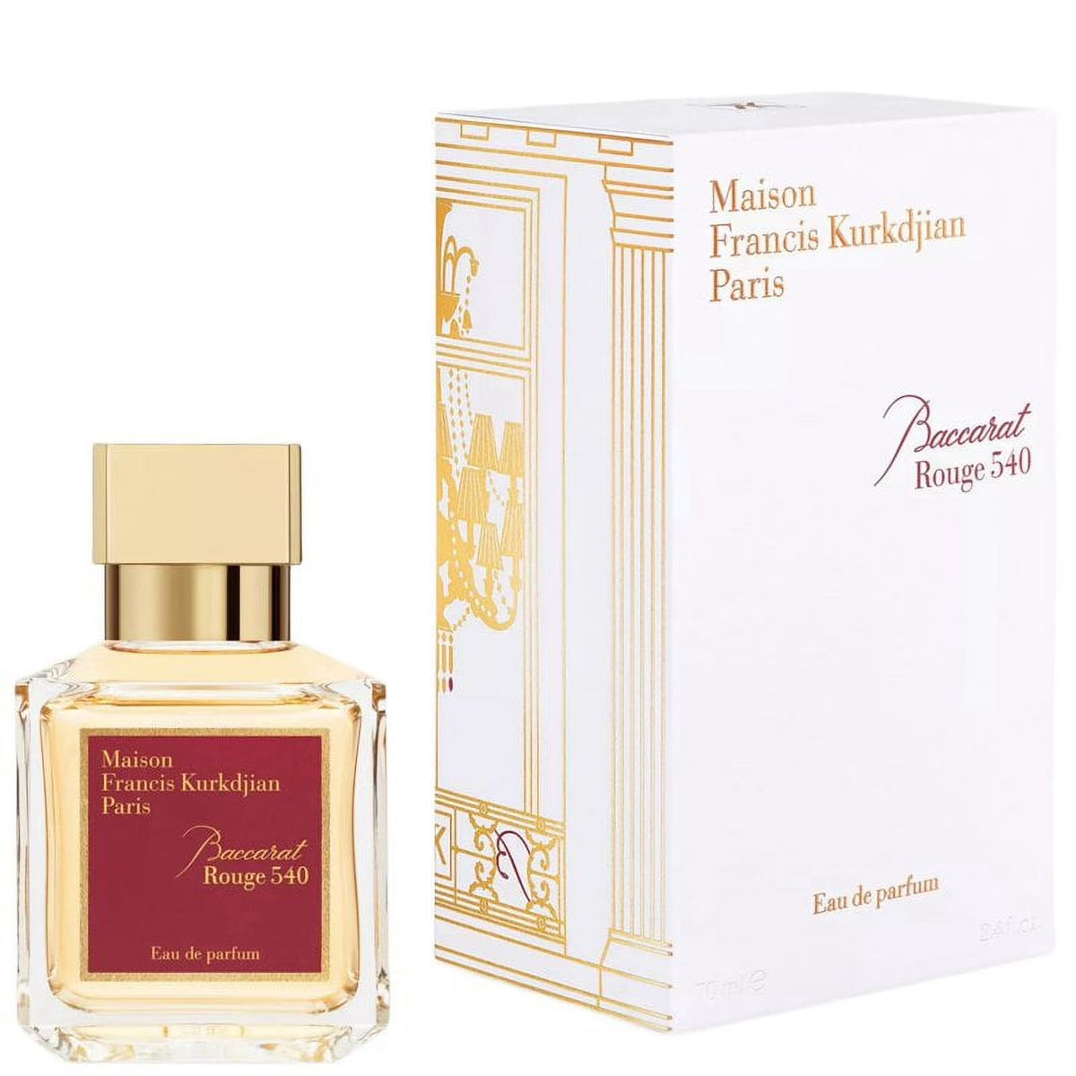 Maison Francis Kurkdjian Baccarat Rouge 540 70ML unisex fragrance spray in a new box, showcasing elegant perfume bottle and packaging