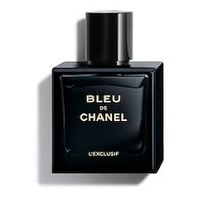 Chanel Bleu de Chanel L'Exclusif 100ML perfume bottle with sleek design and dark blue accents.