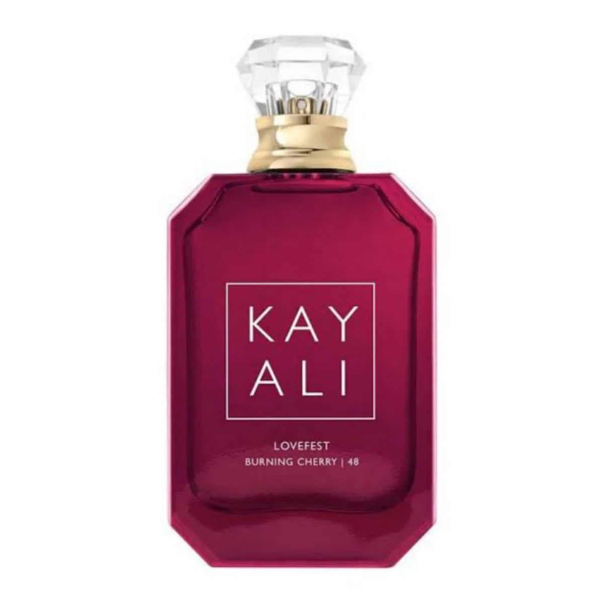 Kayali Lovefest Burning Cherry 48 Eau de Parfum bottle with cherry-inspired design, 100ml, elegant fragrance for women