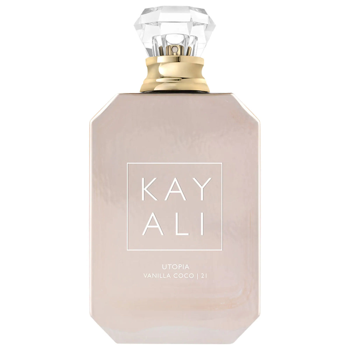 Kayali Utopia Vanilla Coco 21 perfume bottle with floral and vanilla scent, 100ml, elegant design.