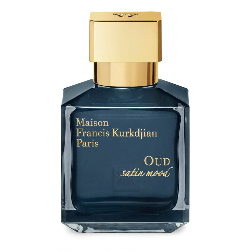 Maison Francis Kurkdjian Oud Satin Mood 70ML Eau de Parfum bottle with elegant packaging and floral, woody fragrance visual.