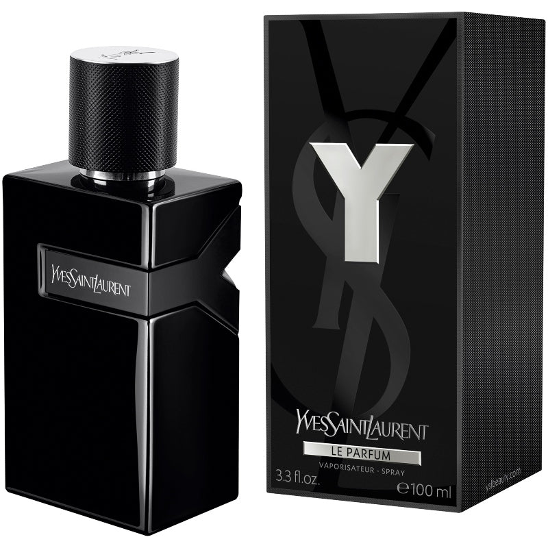 Yves Saint Laurent Y Le Parfum 100ml bottle with sleek design, displayed on a neutral background.