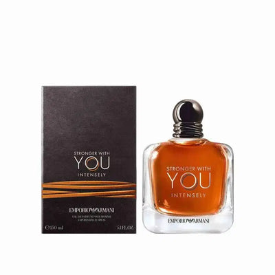 Giorgio Armani Stronger With You Intensely Eau de Parfum 100ml bottle with sleek design and elegant label.
