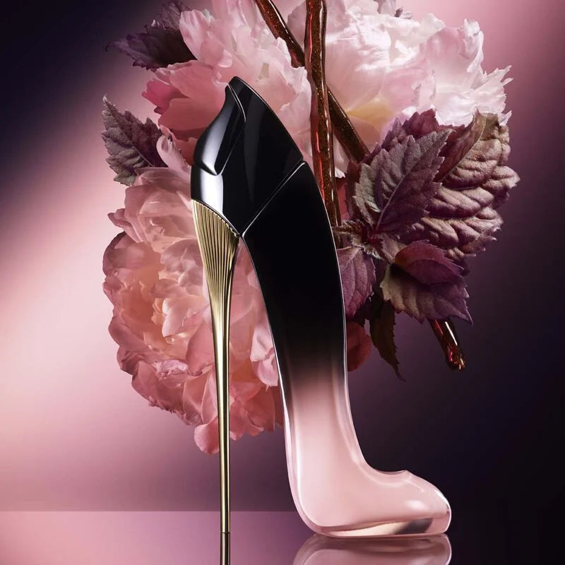 Carolina Herrera Good Girl Blush Elixir Eau de Parfum 80ML bottle with pink and gold accents, elegant and luxurious design.