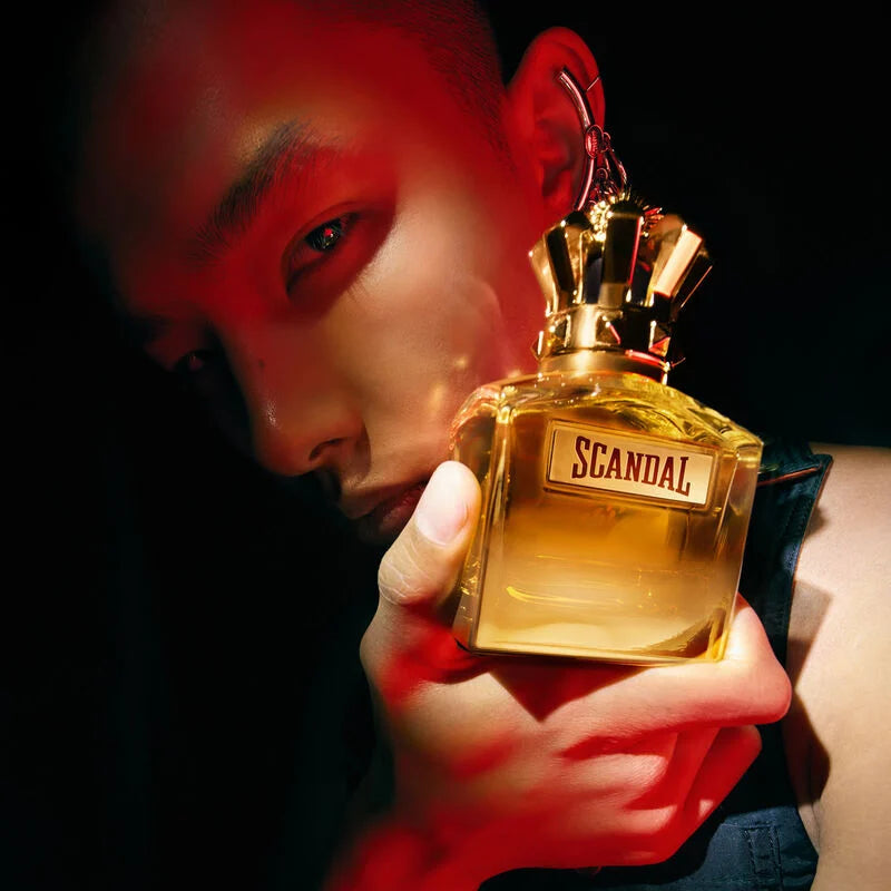 Jean Paul Gaultier Scandal Pour Homme Absolu 100ML perfume bottle on a neutral background.