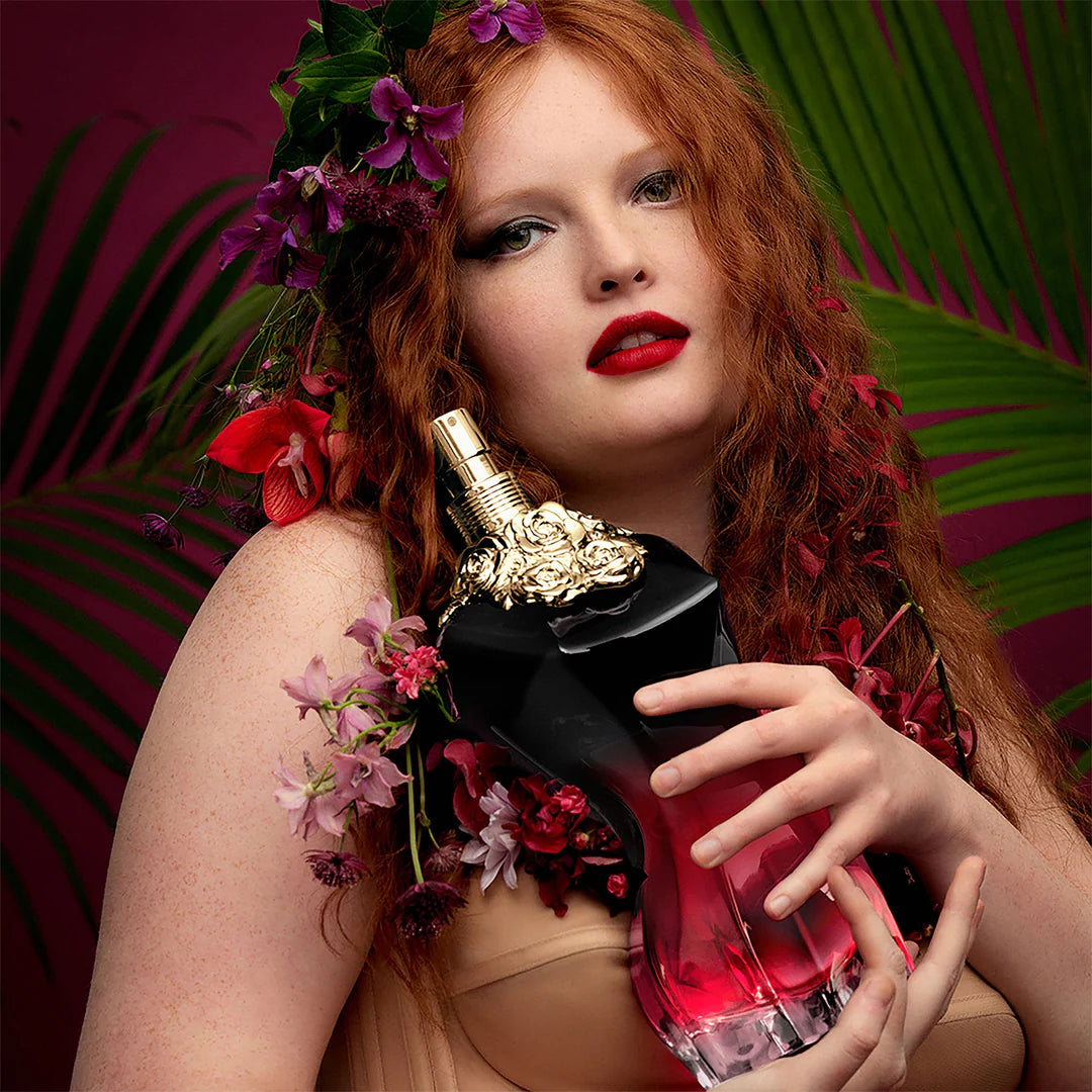Jean Paul Gaultier La Belle Le Parfum 100ml bottle with elegant packaging and floral design.