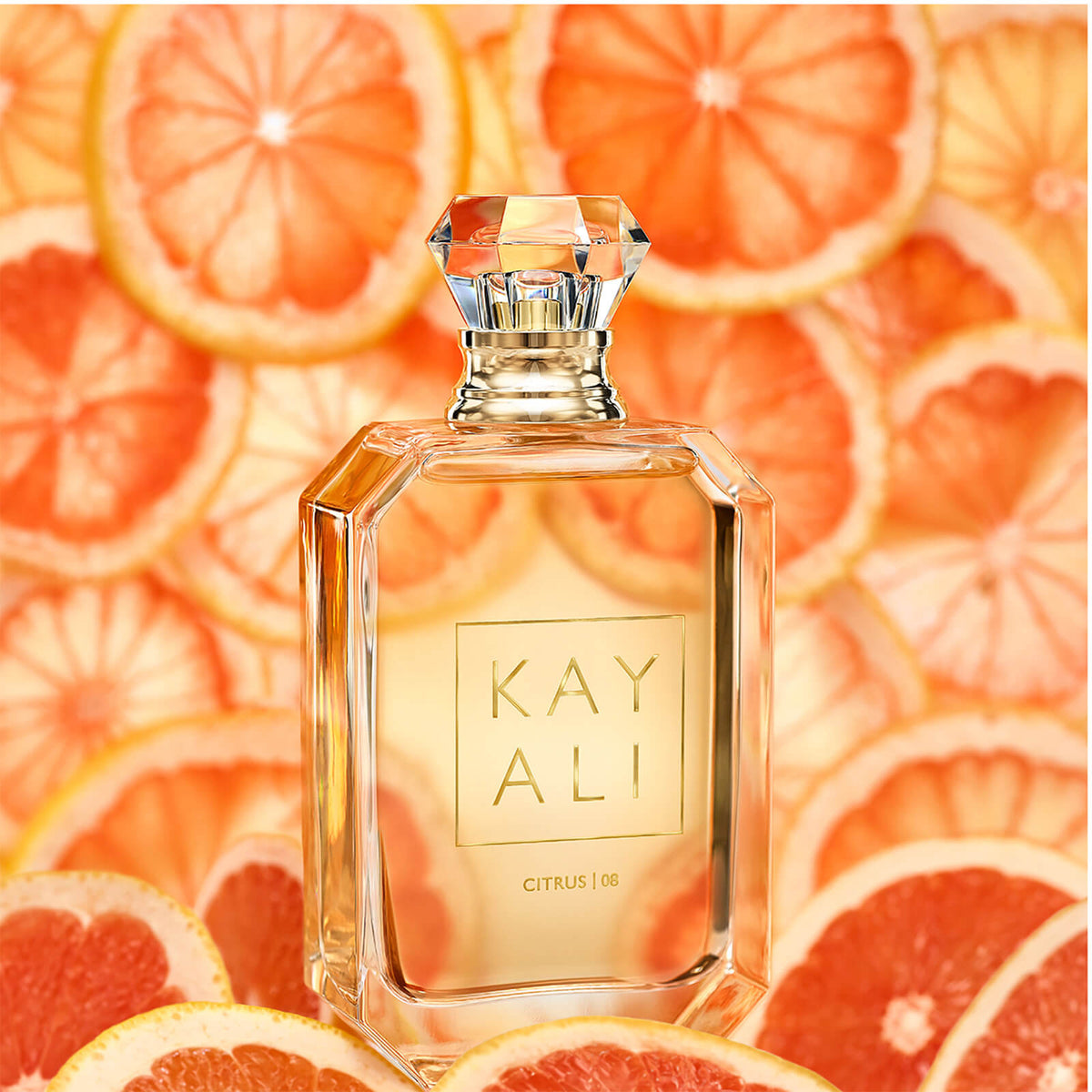 Citrus 08 Kayali fragrance bottle with 100ml size, showcasing the elegant glass design and citrus-inspired scent.