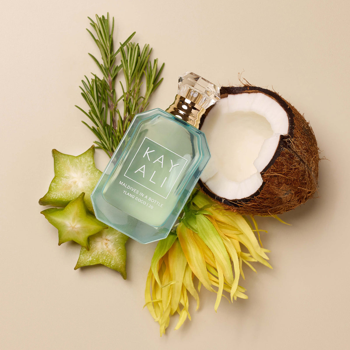 Kayali Maldives in a Bottle Ylang Coco 20 Eau de Parfum 100ml bottle with elegant packaging and floral fragrance design