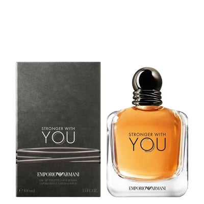 Giorgio Armani Stronger With You Eau de Toilette 100ml bottle with sleek design and dark glass container.
