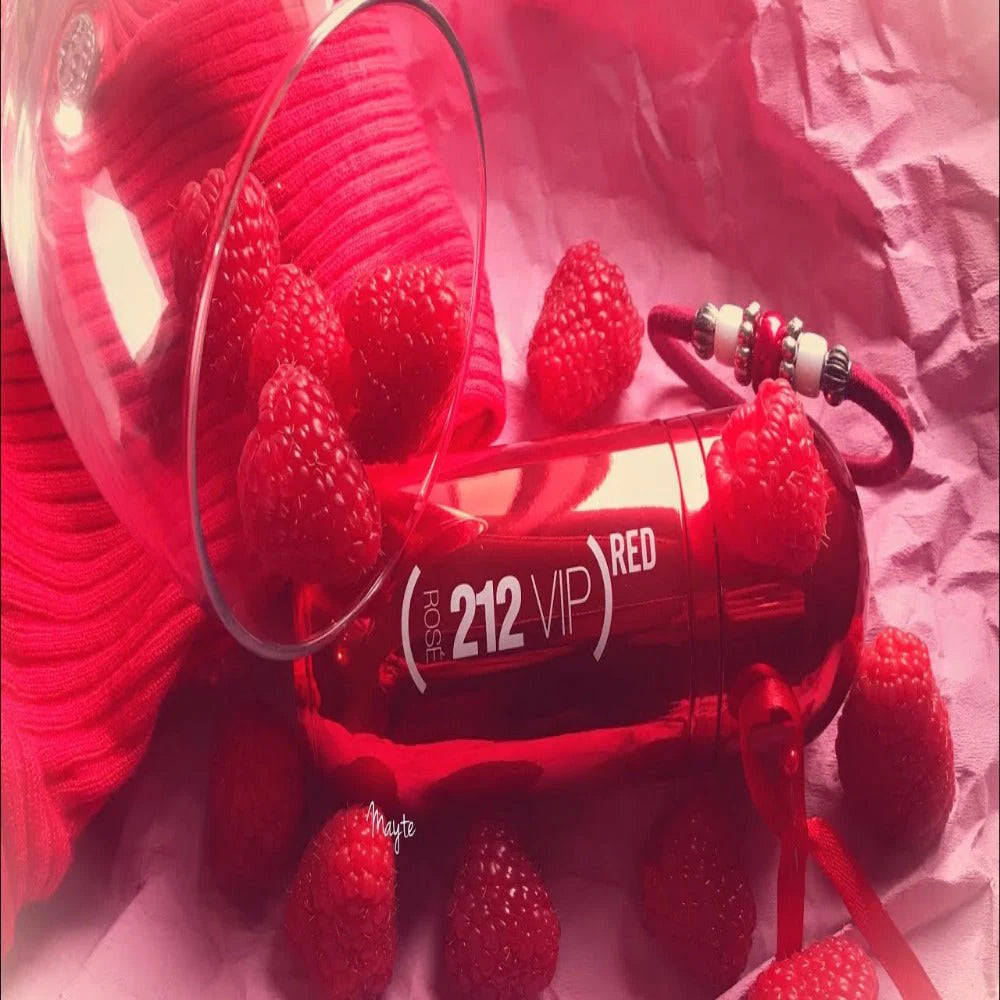 Carolina Herrera 212 VIP Rosé Red limited edition 80ml perfume bottle with a sleek pink and red design.