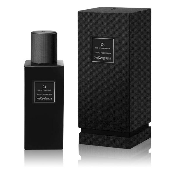 Yves Saint Laurent 24 Rue de l'Université 125ml perfume bottle with elegant packaging and cap, displayed on a neutral background.
