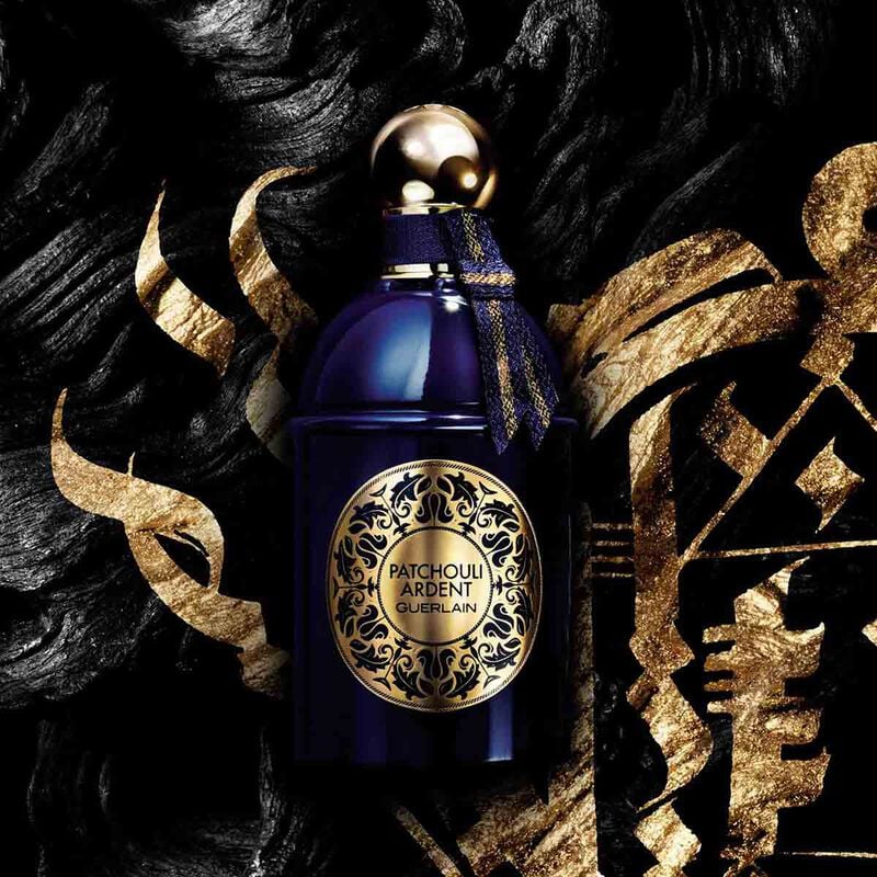 Guerlain Les Absolus d'Orient Patchouli Ardent 125ML perfume bottle with elegant packaging and floral accents.