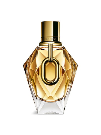 Rabanne Million Gold For Her 90ML perfume bottle with gold accents, elegant design, and luxurious packaging.