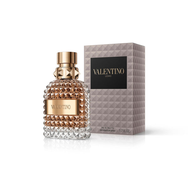 Valentino Uomo 100ml fragrance bottle with sleek design and Valentino branding, positioned on a neutral background.
