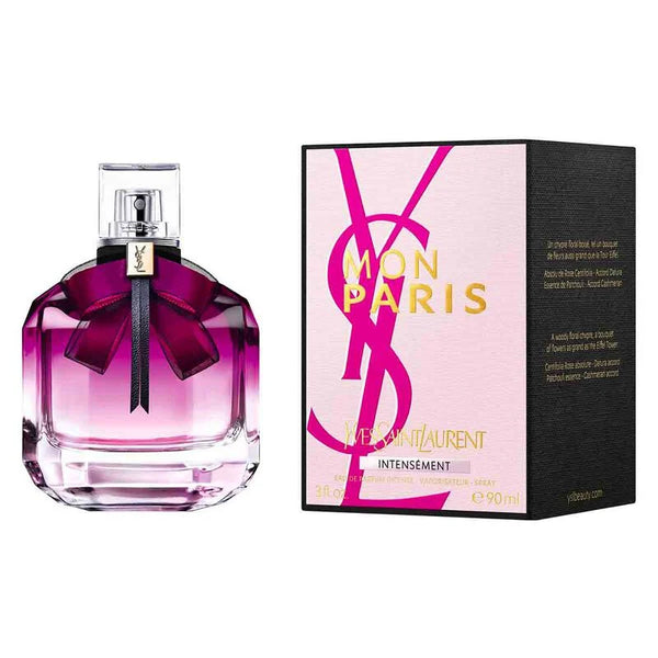Yves Saint Laurent Mon Paris Intensement perfume bottle, 90ml with elegant design and floral fragrance details.
