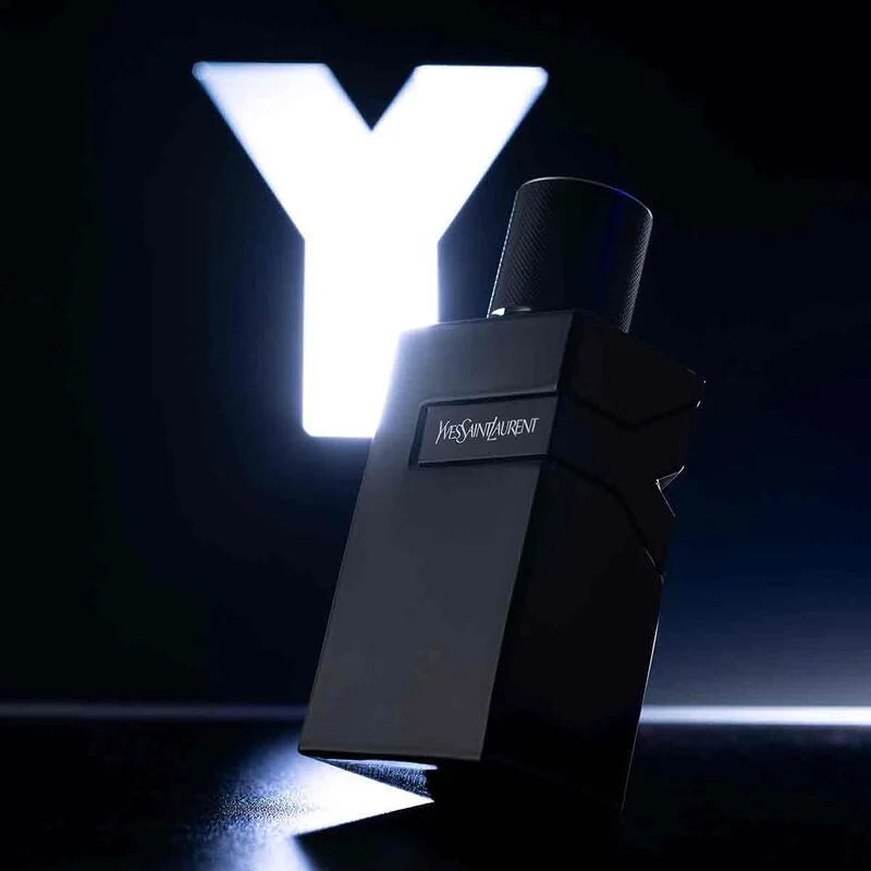Yves Saint Laurent Y Le Parfum 100ml bottle with sleek design and black cap, displayed on a white background.