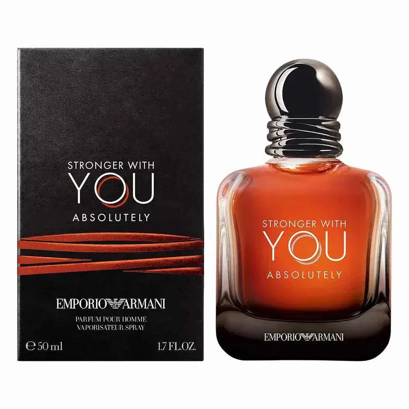 Giorgio Armani Stronger with You Absolutely Eau De Parfum bottle, 100ml, with sleek glass and elegant branding.