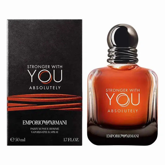 Giorgio Armani Stronger with You Absolutely Eau De Parfum bottle, 100ml, with sleek glass and elegant branding.