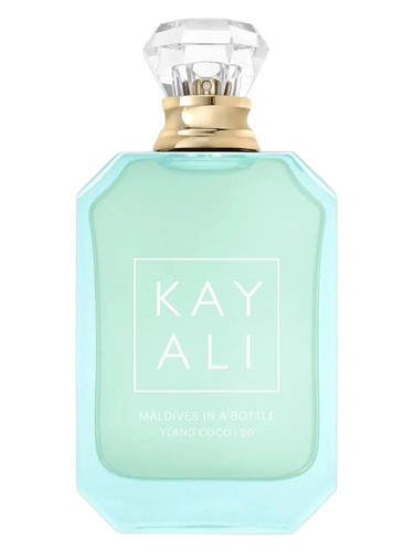Kayali Maldives in a Bottle Ylang Coco 20 Eau de Parfum bottle with floral and tropical scent, 100ml.