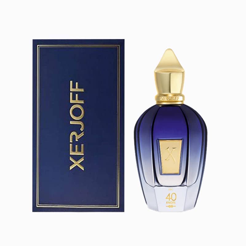 Xerjoff 40 Knots perfume bottle with elegant glass design and silver cap, 100ml size, displayed against a neutral background.