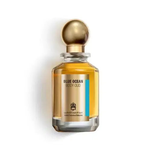 Blue Ocean Body Oud Spray by Abdul Samad Al Qurashi, 100ml bottle, featuring a sleek design and luxurious fragrance.