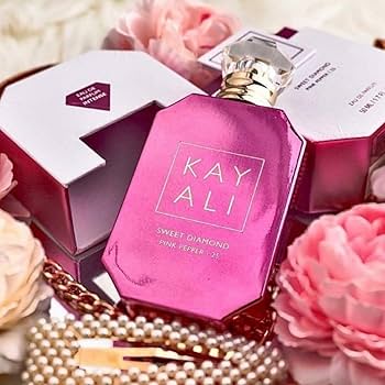 Pink pepper and floral notes in a 100ml bottle of Kayali Sweet Diamond Pink Pepper fragrance.