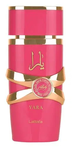 Lattafa Yara Candy 100ml fragrance bottle with colorful packaging, showcasing the sweet and vibrant scent.