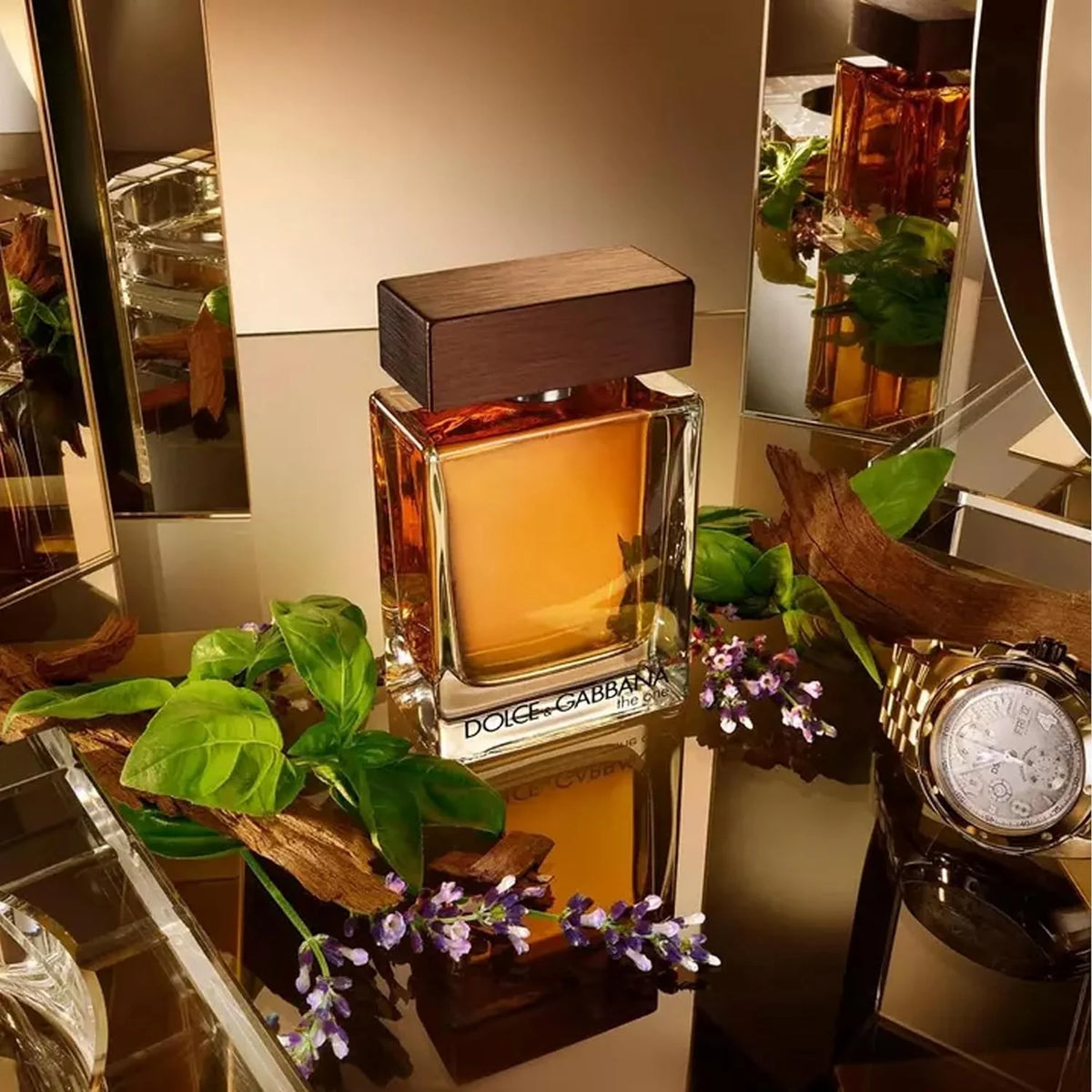Dolce&Gabbana The One for Men 100ml perfume bottle with elegant packaging and sleek design on a neutral background.