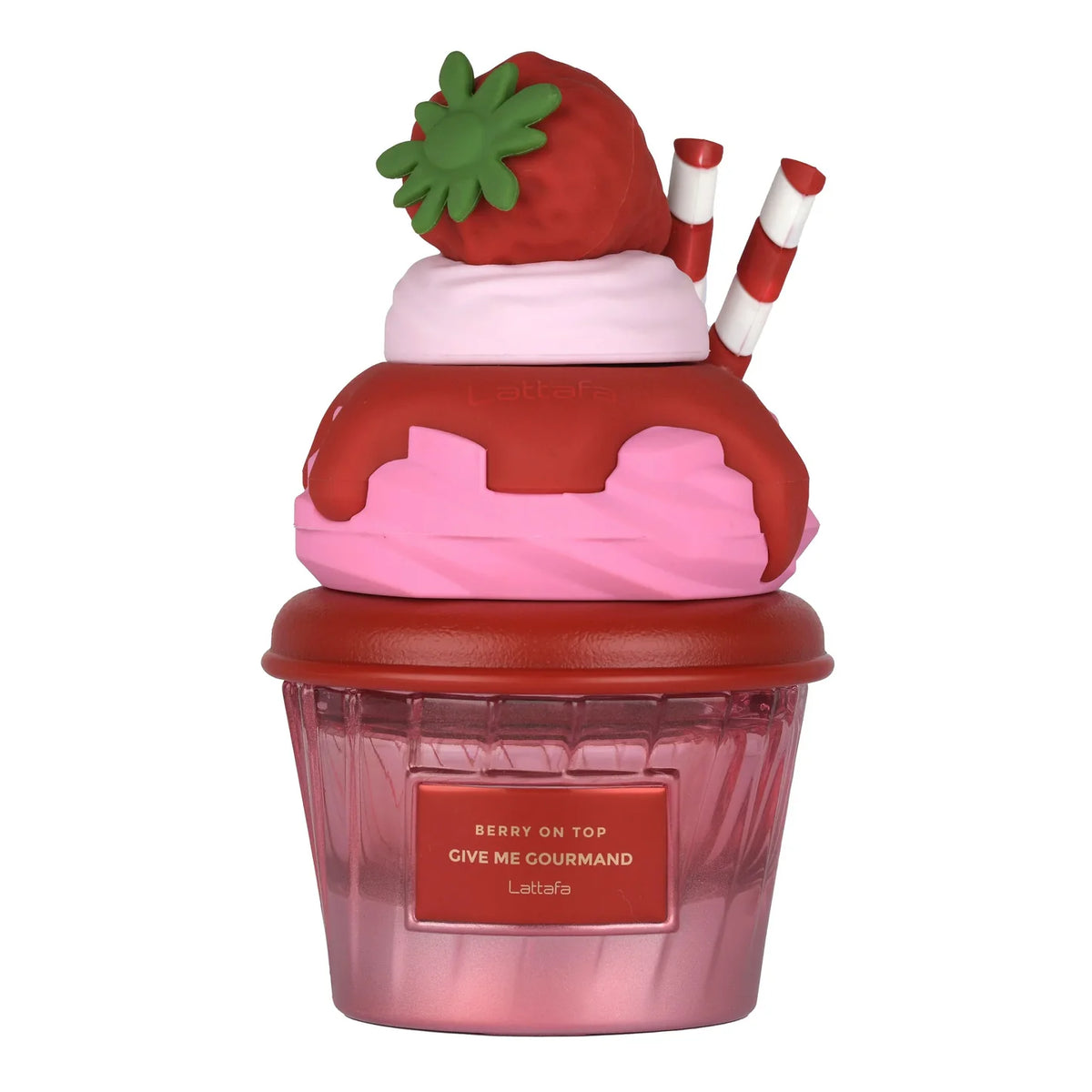 Lattafa Berry On Top perfume bottle, 75ml, with a sleek design and vibrant berry-themed label for women.