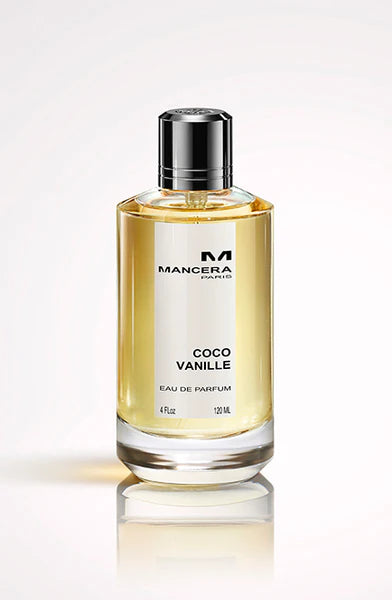 Mancera Coco Vanille 120ml fragrance bottle with a sleek design and tropical coconut and vanilla scent.