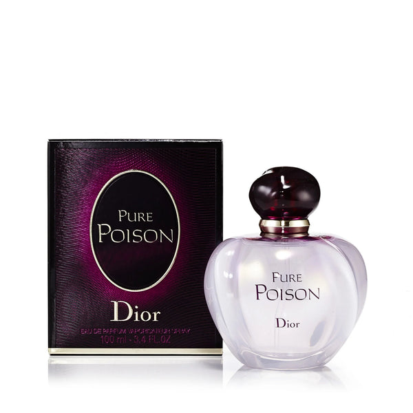 Dior Pure Poison women's Eau de Parfum bottle with elegant floral and amber design, 3.4 oz. fragrance for women.