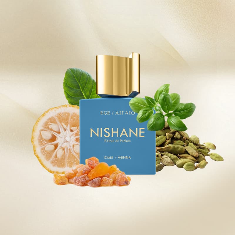 Nishane EGE Aegean-inspired 100ml extrait de parfum bottle with elegant packaging and sleek design.