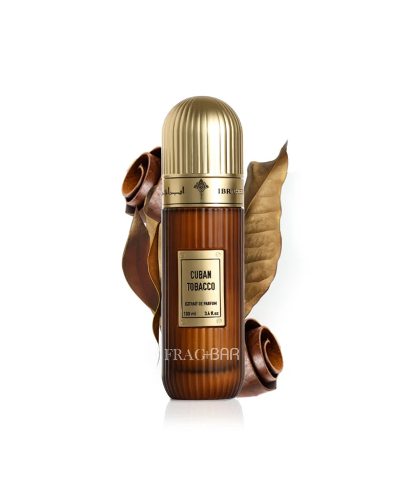 Ibrahim Al Qurashi Cuban Tobacco 100ML perfume bottle with elegant design and label, showcasing the luxurious fragrance packaging.