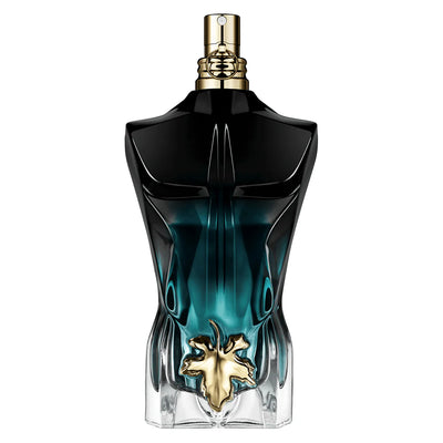Jean Paul Gaultier Le Beau Le Parfum 125ml bottle with sleek design and clear fragrance label on a white background.