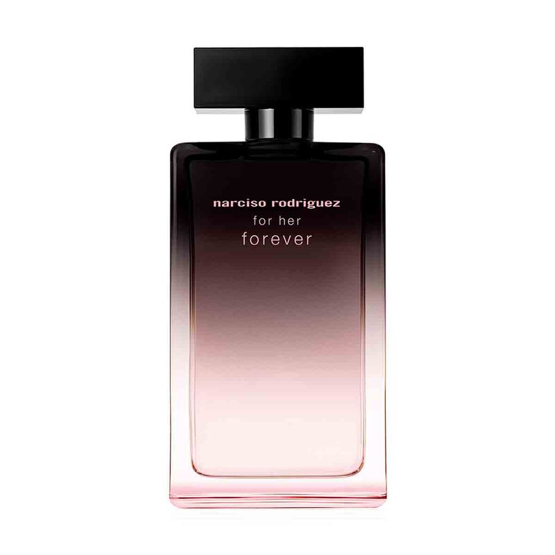 Narciso Rodriguez For Her Forever 100ml Eau de Parfum bottle with elegant clear glass and minimalist design.