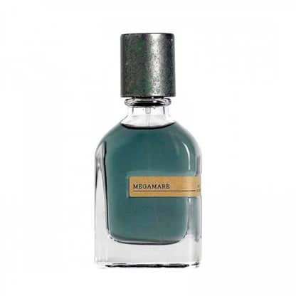 Orto Parisi Megamare 50ml fragrance bottle with minimalist design and clear label, shown in a close-up image.