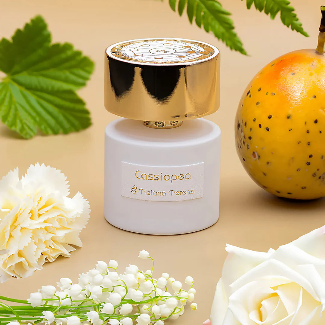 Cassiopea Tiziana Terenzi perfume bottle with elegant design, 100ml size, showcasing the luxurious fragrance container.