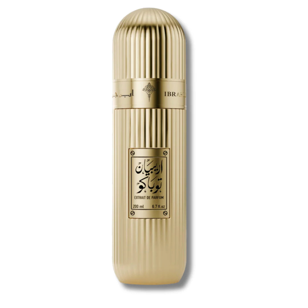 Arabian tobacco 100ML bottle from Ibrahim Al Qurashi with ornate label and traditional design.