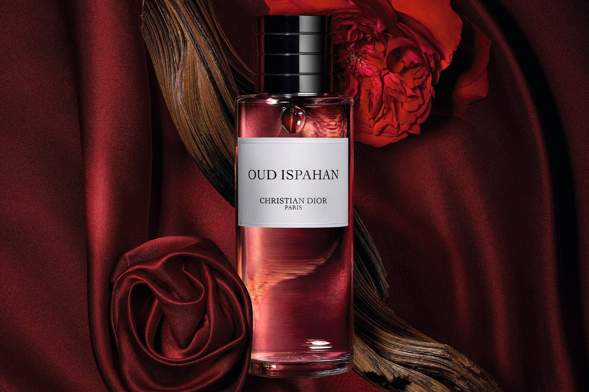 Dior Oud Ispahan perfume bottle, 125ml, with elegant design and floral fragrance details visible in the image.