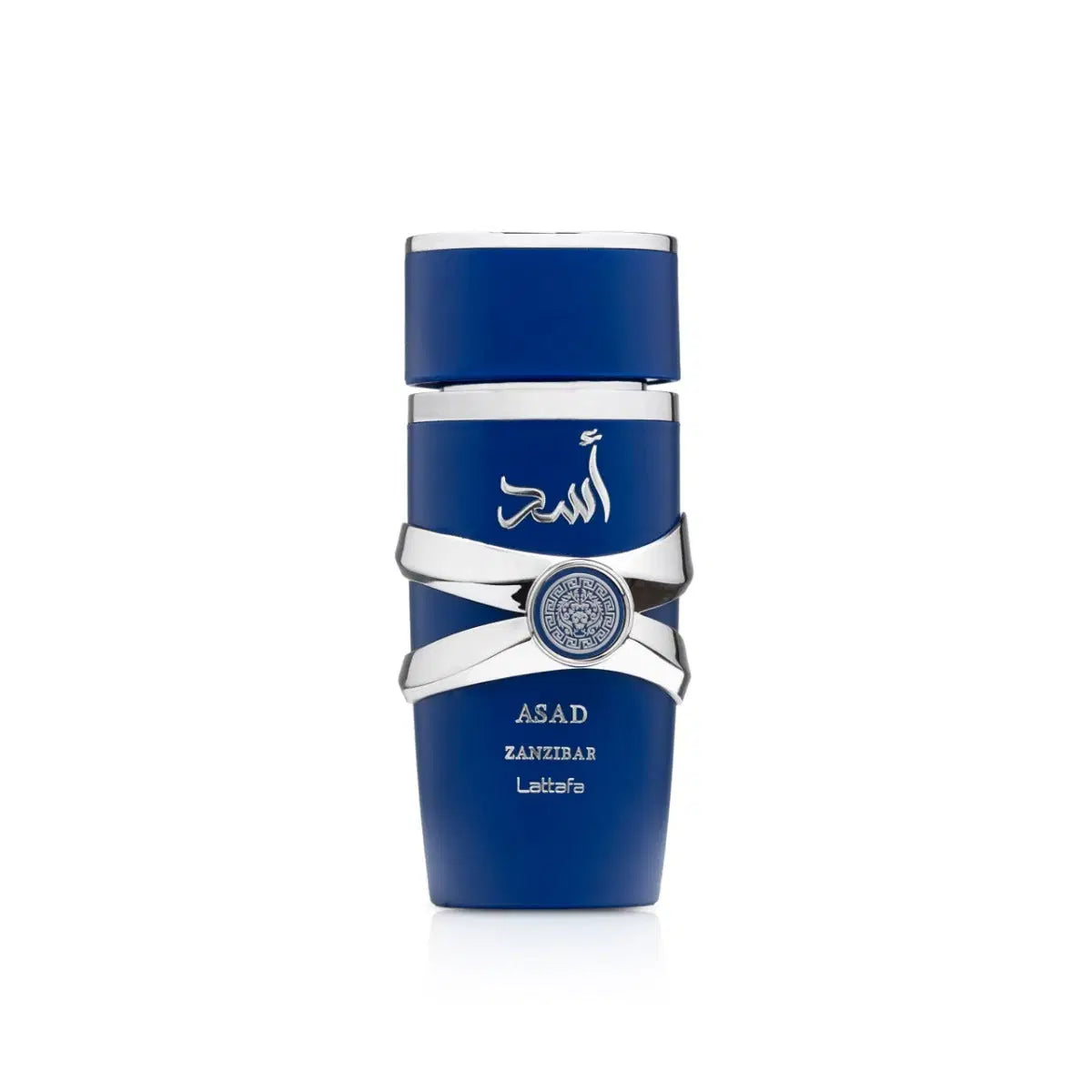 Lattafa Asad Zanzibar perfume bottle, 100ml, with ornate design and elegant packaging, showcasing a luxurious fragrance product.