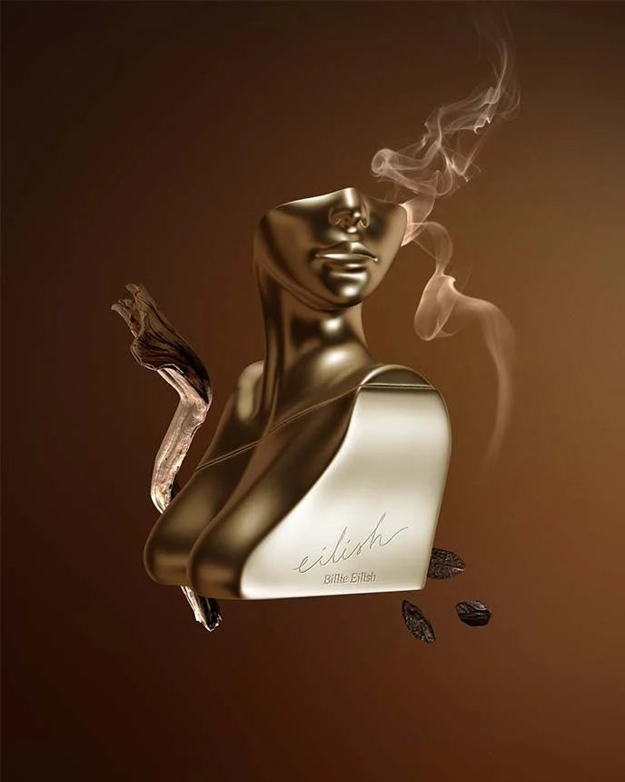 Billie Eilish 100ml Eau de Parfum bottle featuring sleek black and green design, representing the Billie Eilish fragrance.