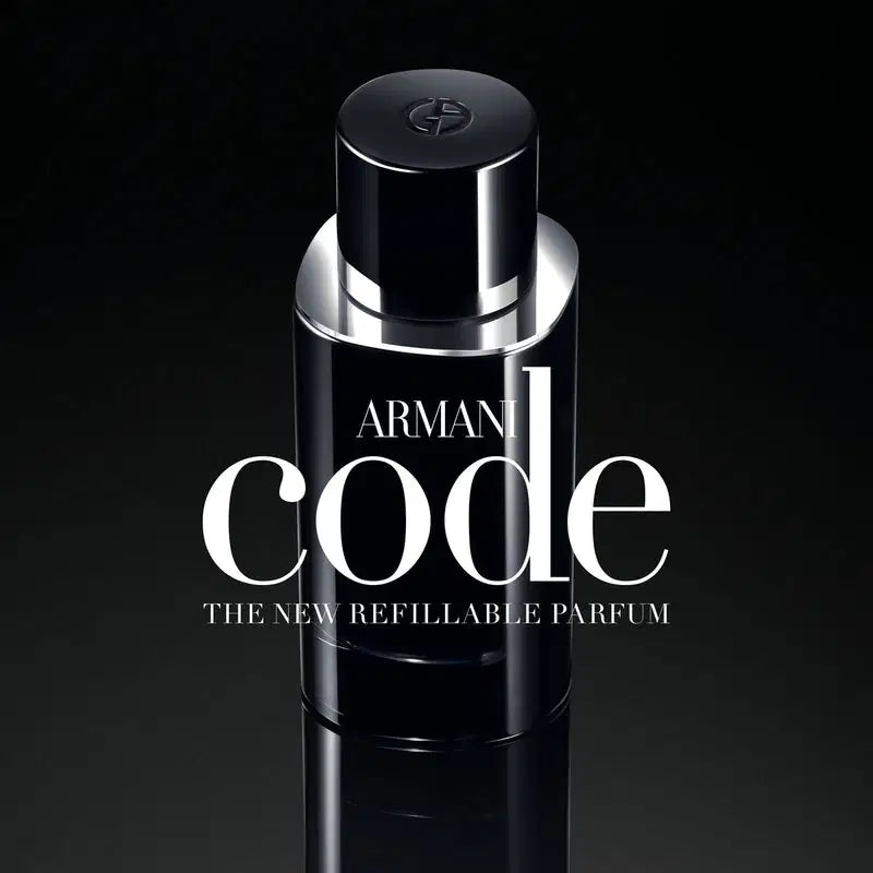 Giorgio Armani Armani Code Le Parfum 125ML perfume bottle with sleek black design and silver accents.