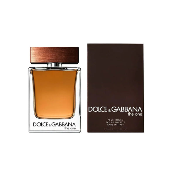 Dolce & Gabbana The One for Men 100ml perfume bottle with sleek design and clear label, front view image.