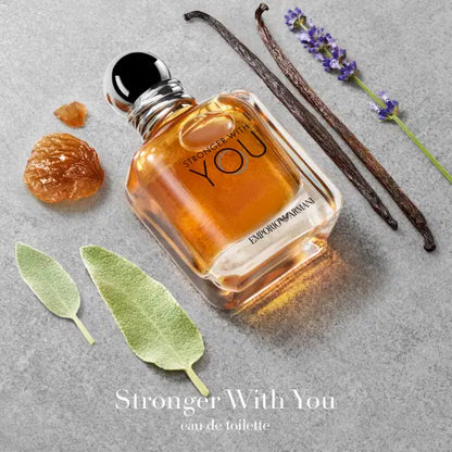 Giorgio Armani Stronger With You Eau de Toilette 100ml bottle with packaging and ingredient details.