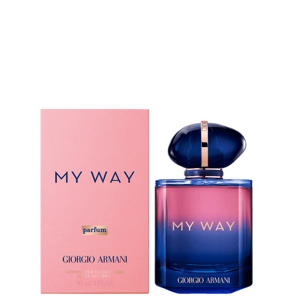 Giorgio Armani My Way Le Parfum bottle, 90ml, elegant perfume with a sleek design and floral scent profile.